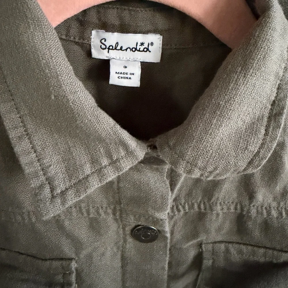 Splendid | Kids Olive Shirt Jacket with Heart Patches | 3 |